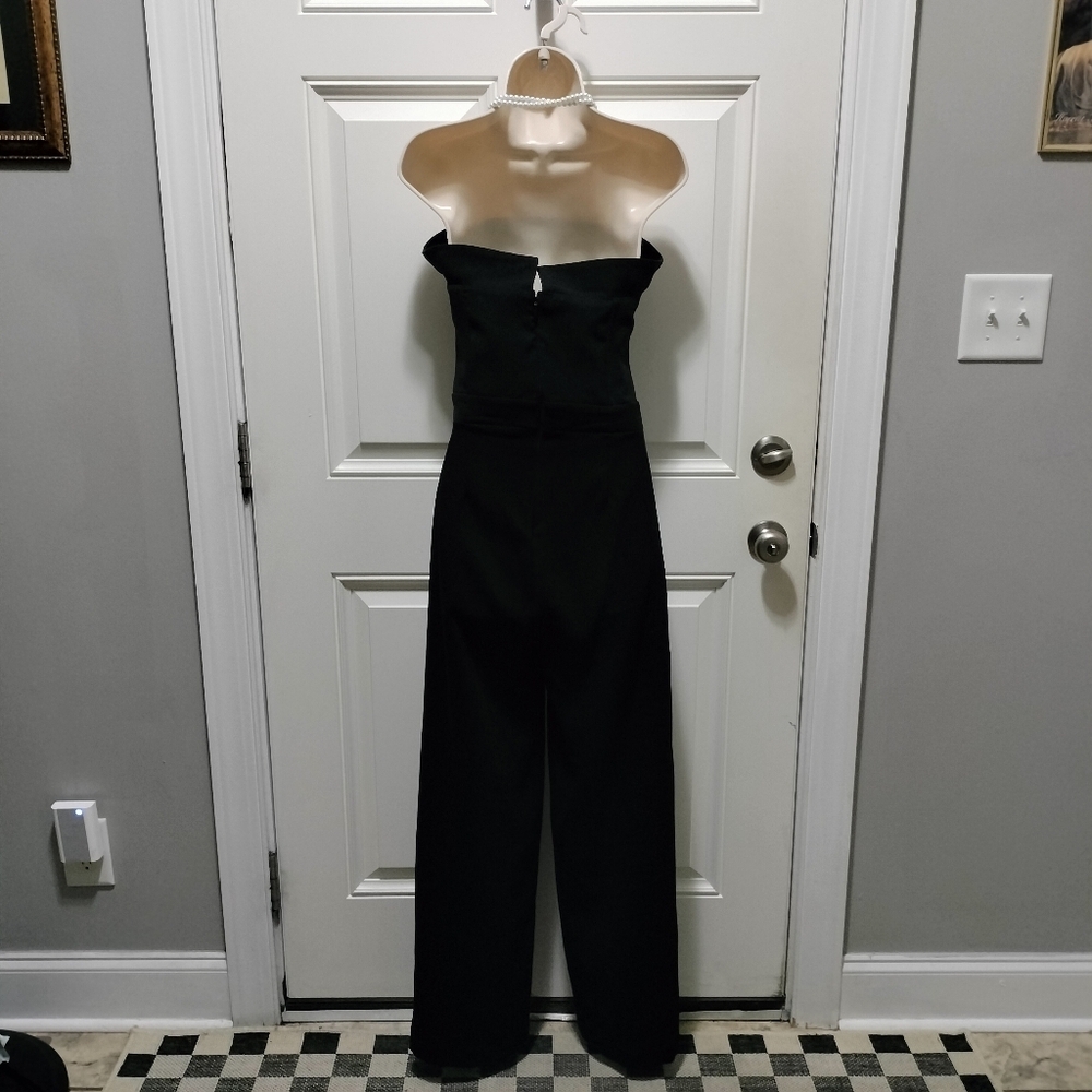 Cupcakes & Cashmere Black Strapless Jumpsuit Wide-Leg Size 0 - Picture 4 of 7
